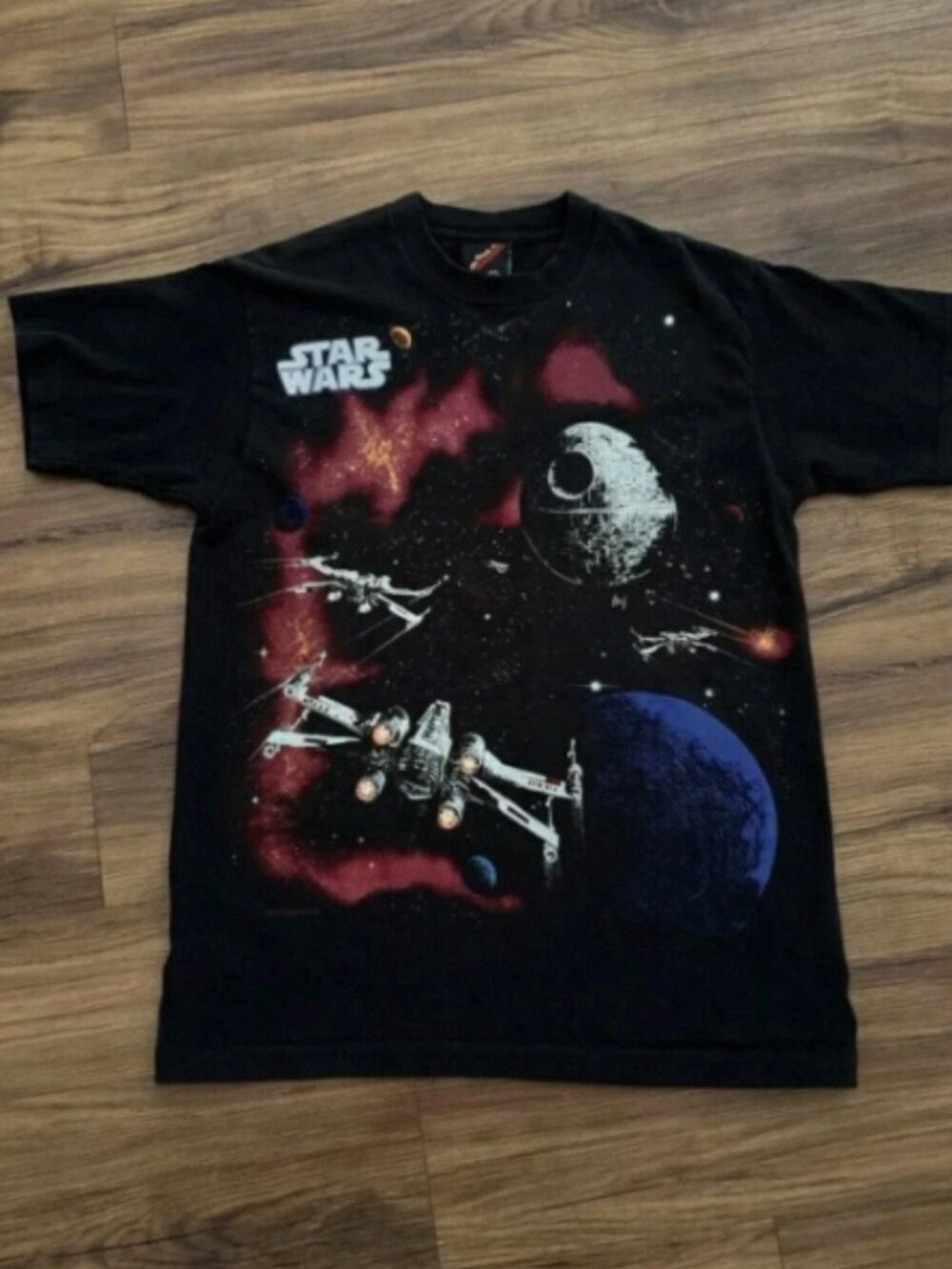 Vintage Star Wars Death Star Space Battle Graphic Tee Y2K Shirt